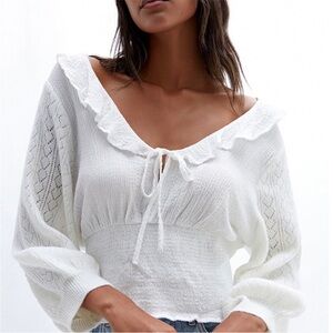 FREE PEOPLE SMOCKED SWEATER TOP